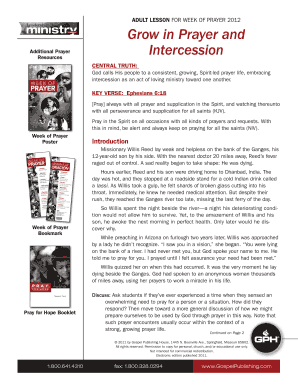 Adult Lesson for Week of Prayer 2012