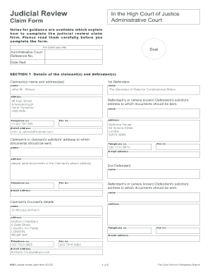 Judicial Review Claim Form