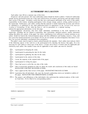 Authorship Declaration Form