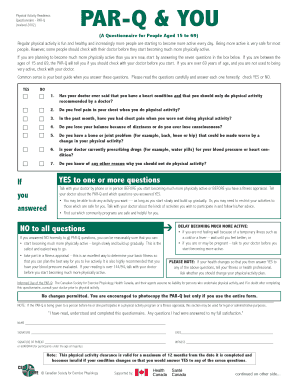 Physical Activity Readiness Questionnaire (PAR-Q)