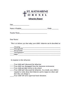 Student Infraction Report