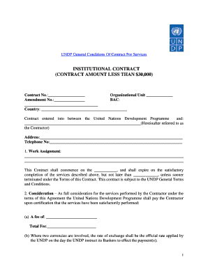 UNDP General Conditions Of Contract For Services