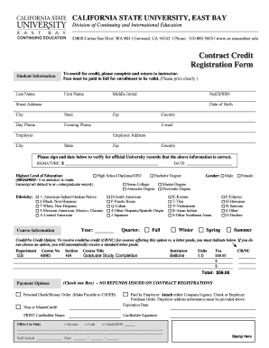 California State University Credit Registration Form