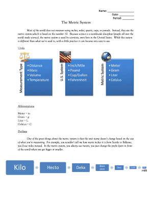 Metric System Worksheet