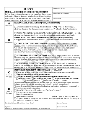 Medical Orders for Scope of Treatment