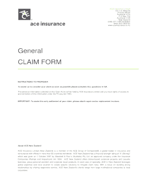 ACE Insurance Claim Form