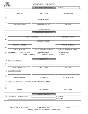 Business Credit Application Form