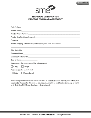 Technical Certification Proctor Form and Agreement