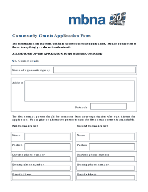 Community Grants Application Form