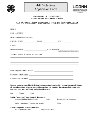 4-H Volunteer Application Form