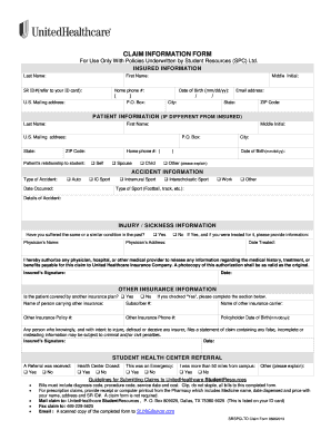 Student Health Insurance Claim Form