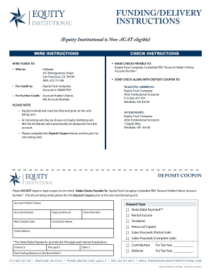 Equity Institutional Funding Delivery Instructions