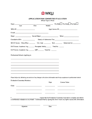 Application for Committee Evaluation