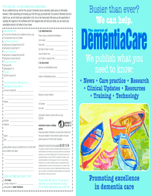 Journal of Dementia Care Subscription Form