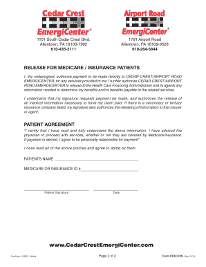 Cedar Crest Financial Policy Form