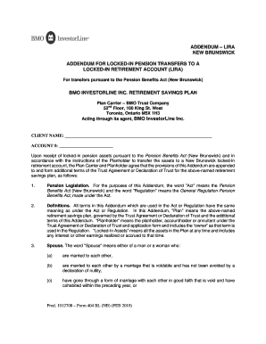 Addendum for Locked-In Pension Transfers to LIRA