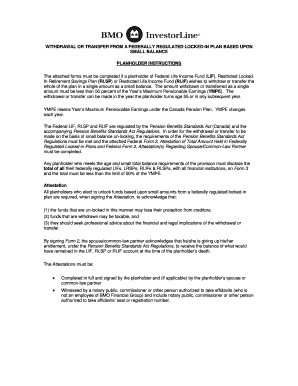 Withdrawal or Transfer from a Federally Regulated Locked-In Plan