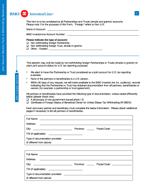 Joint Account Election Form for Partnerships and Trusts