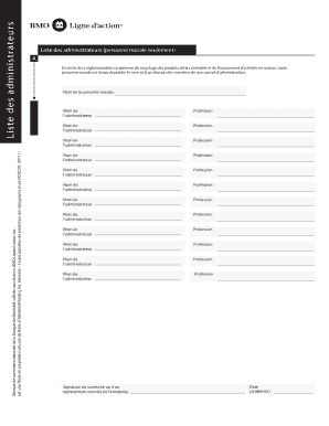 Liste des administrateurs (personne morale seulement)