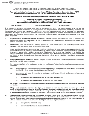 Avenant de fonds de revenu de retraite réglementaire du Manitoba