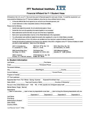 Financial Affidavit for F-1 Student Visas