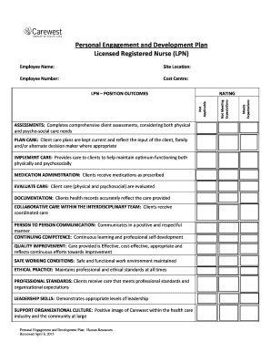 Licensed Practical Nurse Personal Engagement and Development Plan