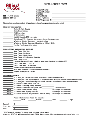 Supply Order Form