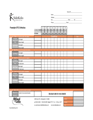 Freestyle OTC Orthotics Order Form