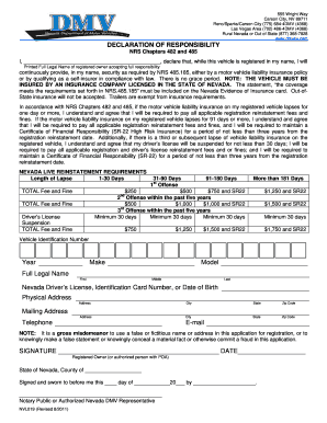 Nevada Declaration of Responsibility