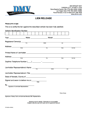 Nevada Lien Release Form