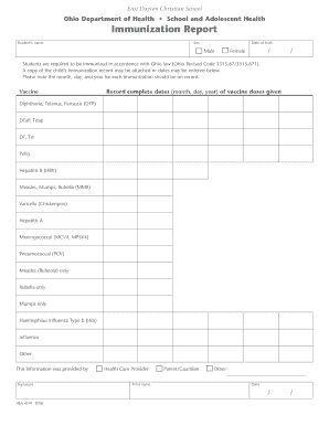 Ohio School Immunization Report