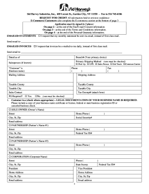 Sid Harvey Industries Credit Application