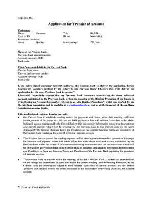 Application for Transfer of Account