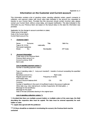 Bank Account Transfer Information Form
