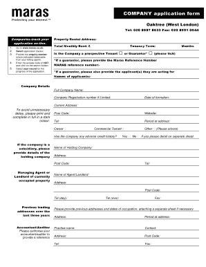Company Tenancy Application Form