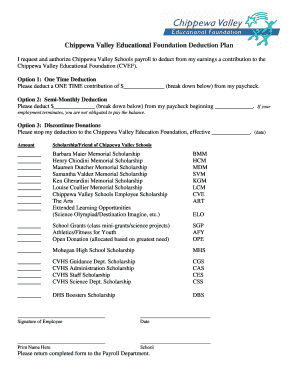 Chippewa Valley Educational Foundation Deduction Form