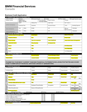 BMW Financial Services Canada Business Credit Application