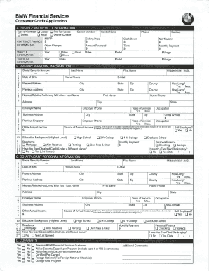 BMW Financial Services Consumer Credit Application