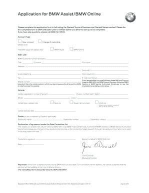 BMW Assist and Online Application Form
