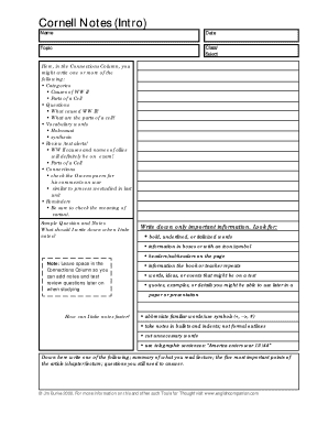 Cornell Notes Template
