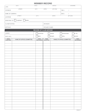 Member Record Form