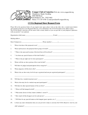 Soccer position sheet - CCOA Regional Show request form - Cougar Club - cougarclub