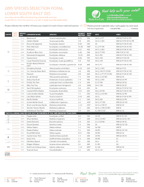 Species Selection Form