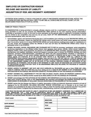 Track Employee Contractor Release Waiver