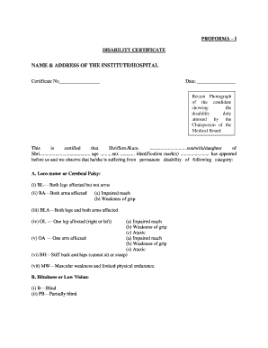 Disability Certificate Proforma I