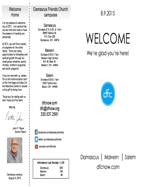 Damascus Friends Church Welcome Letter