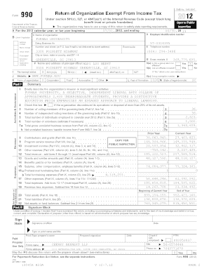 Form 990 Tax Exempt Organization Return