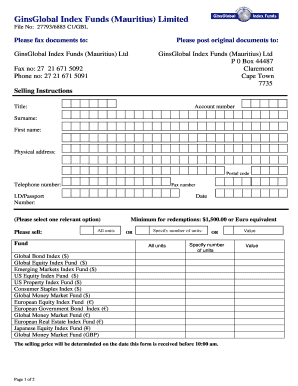 GinsGlobal Index Funds Selling Form