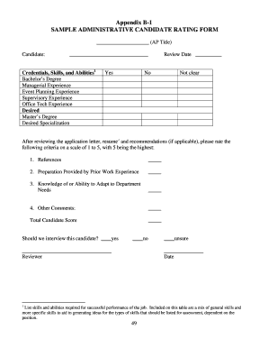 Sample Administrative Candidate Rating Form
