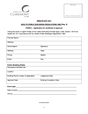 Application for Certificate of Approval